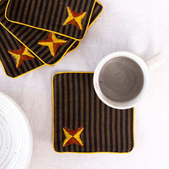 Phulkari Embroidered Coaster Set 4 Pcs