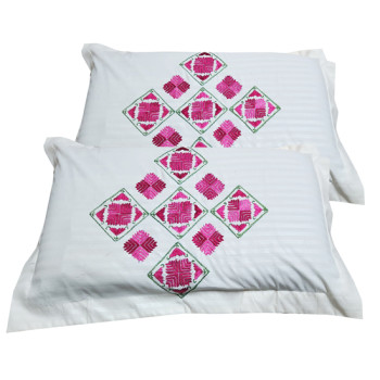 Off White Phulkari Embroidered Pillow Cover