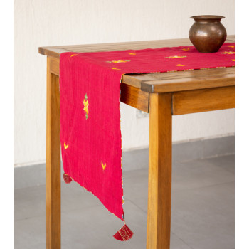 Phulkari Embroidered Red Table Runner