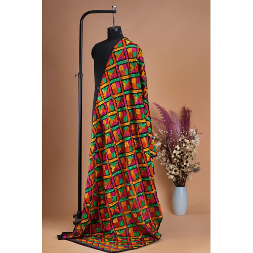 Bagh Multicoloured Phulkari Embroidered Dupatta