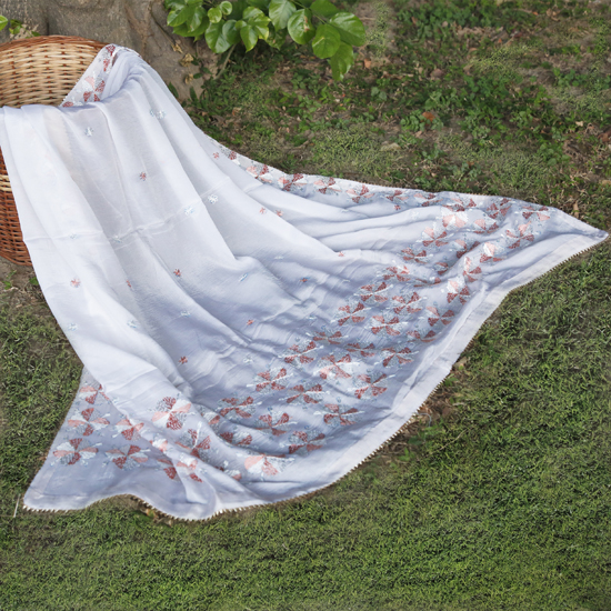 Ivory Phulkari Chinon Dupatta