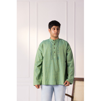 Phulkari Green Men's Short Kurta