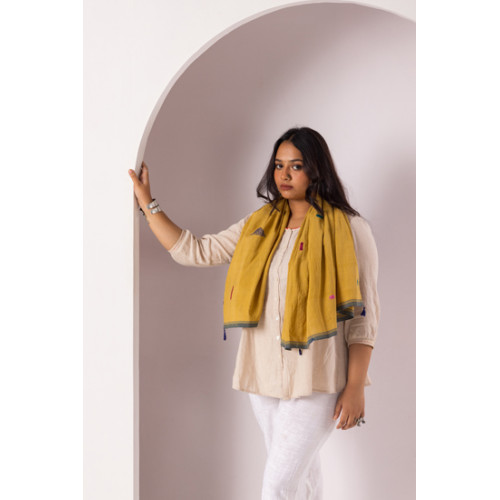 Rust Yellow Scarf With Small Multi Scattered