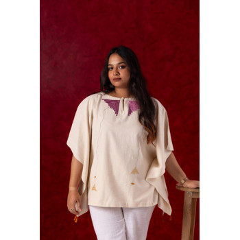 Kaftan Top With Phulkari Work On Neckline