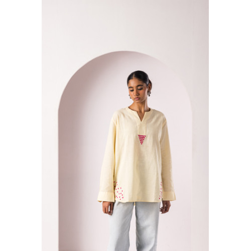 Off White Threadwork Kurta