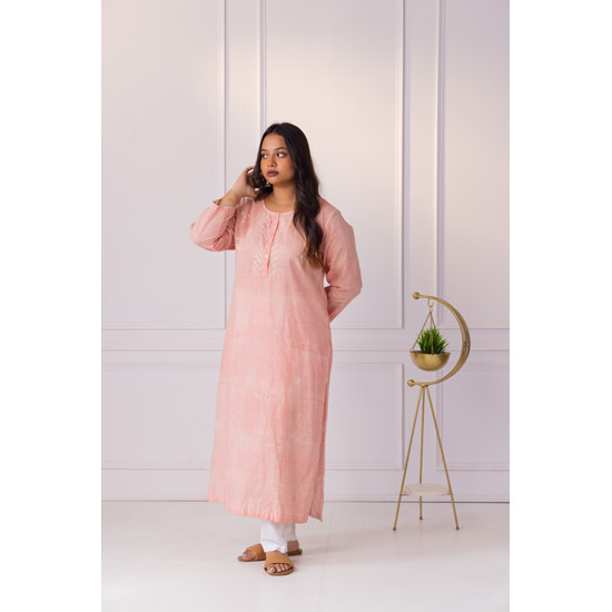 Baby Pink Phulkari Embroidered Kurta